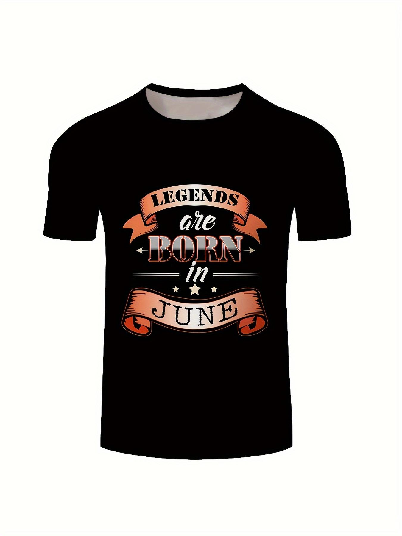 

Мужская футболка с короткими рукавами и принтом Legends Are Born In June, легкая универсальная футболка для летней повседневной носки