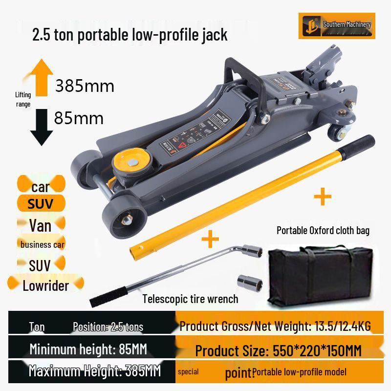 3-Ton Horizontal Hydraulic Car Jack with Double Pump for Small Trucks and Sedans