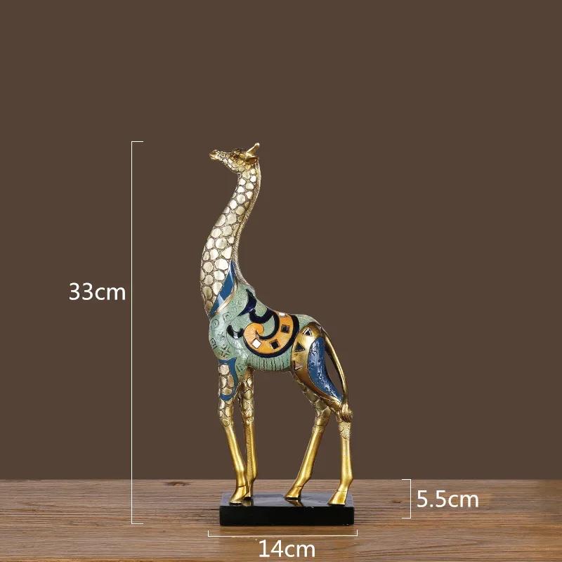 For Simulation Animal Sculpture Giraffe Mother And Child Painted Animal Statue Modern Home Decoration Golden Handicraft Ornament