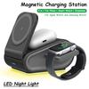 3 In 1 Wireless Charger Stand LED Night Light For iPhone 17 16 15 14 13 12 Pro Max Airpods Apple Watch 10 Samsung Fast Charging