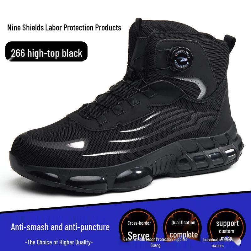 All-Season High-Top Microfiber Leather Work Boots: Anti-Smash, Anti-Puncture, Wear-Resistant, Comfortable for Long Standing