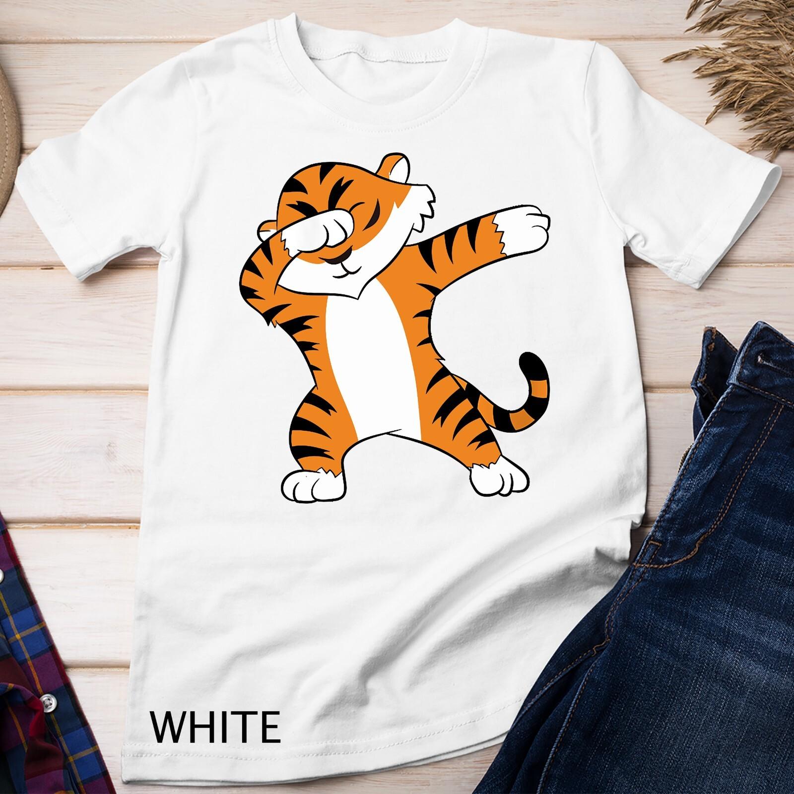 Womens Dabbing Tiger Funny Boy Girl Tiger Children Tiger Dab Unisex T-Shirt Mens Womens Tees Top XL
