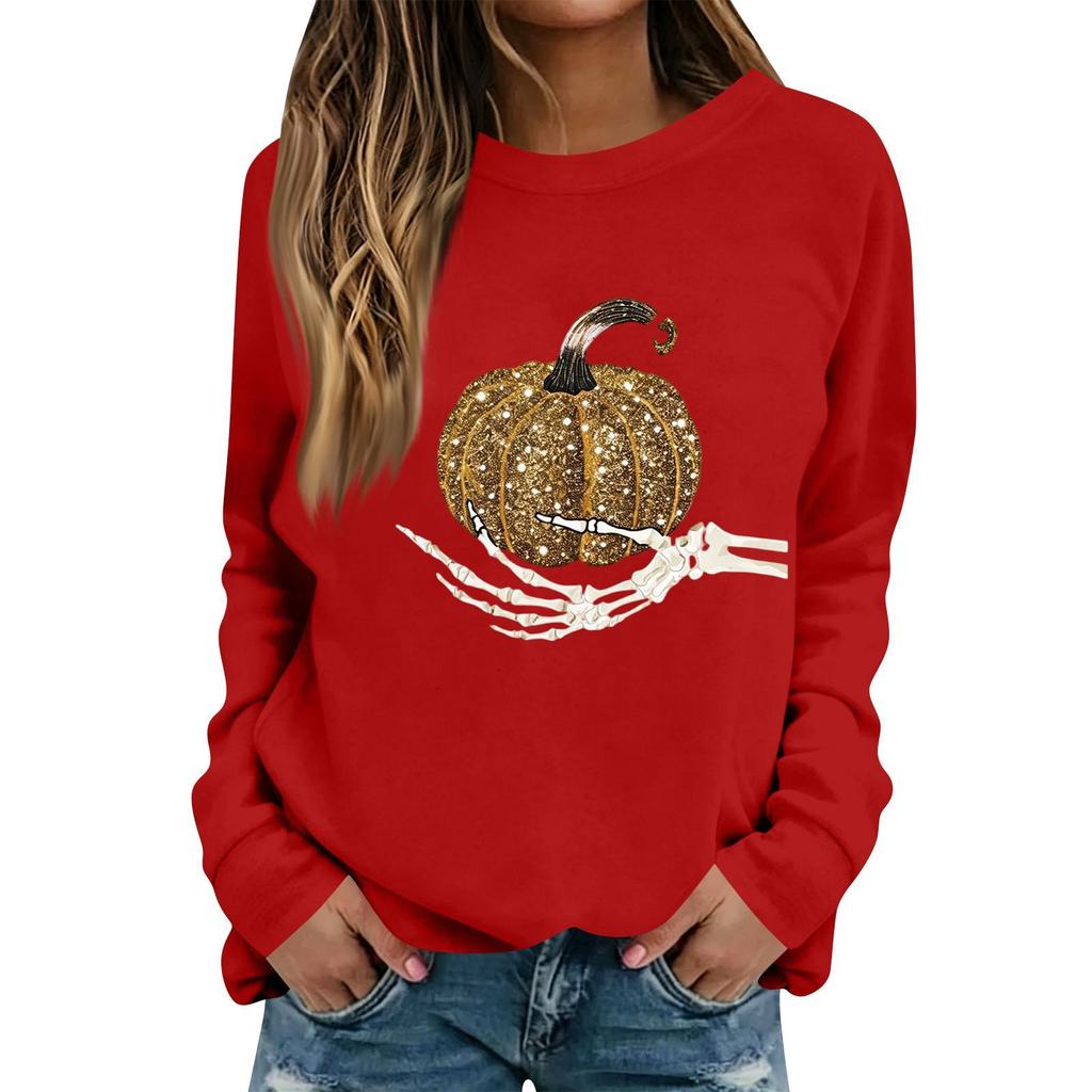 Women's Halloween Print Long Sleeve Neck Casual Top