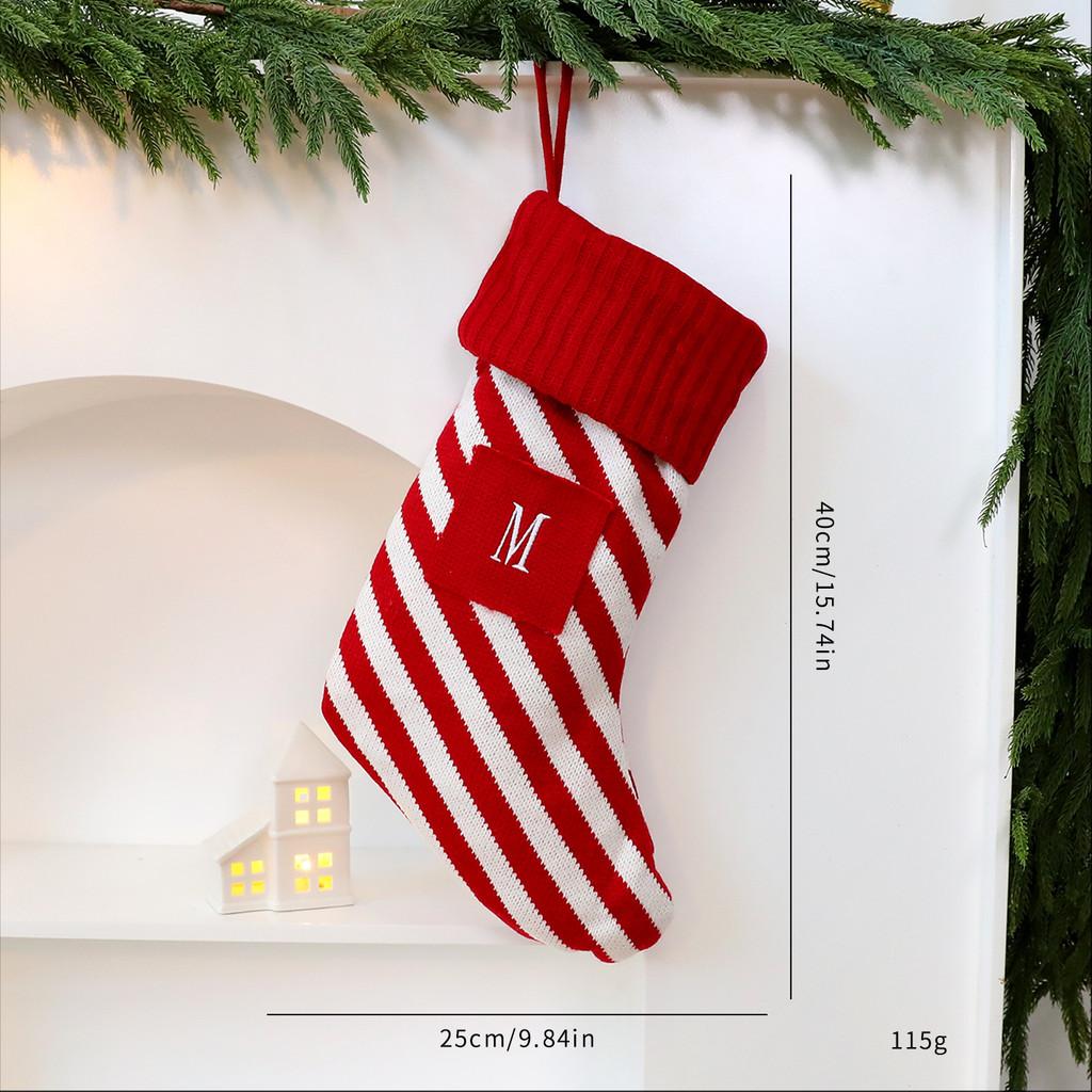Christmas Letter Tree Ornament With Fabric Material And Red White Stripe Style For Xmas Decor