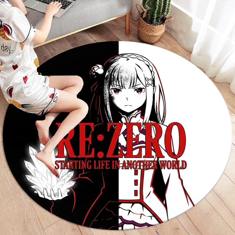 Re Zero Round Area Rug Carpet Rug For Living Room Bedroom Sofa Playroom Decor Nonslip Floor Mat