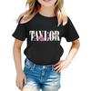 Summer Round Neck 3D Guitar Printed Top Fashionable Casual Short Sleeved Children's Girl T-shirts