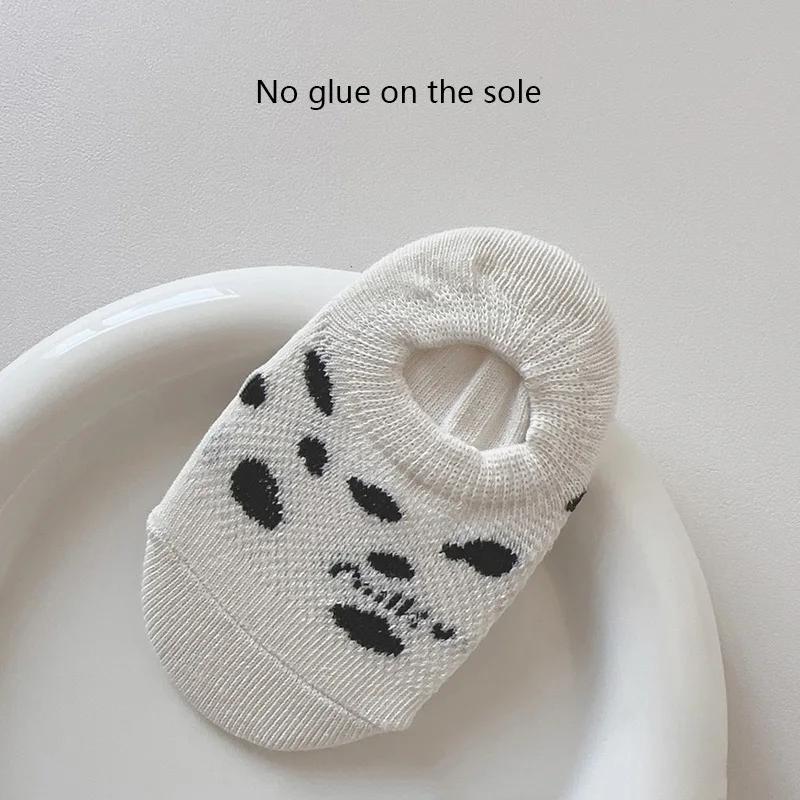 Baby Spring Boat Socks Children White Color Cotton Breathable Short Socks Cartoon Animal Print Anti-slip Floor Socks for Newborn