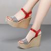 8cm 11cm Small Size 32-43 Fashion Mix Color Rhinestone Platform Wedges Sandals 2024 Thick Sole High Heels Shoes for Office Model