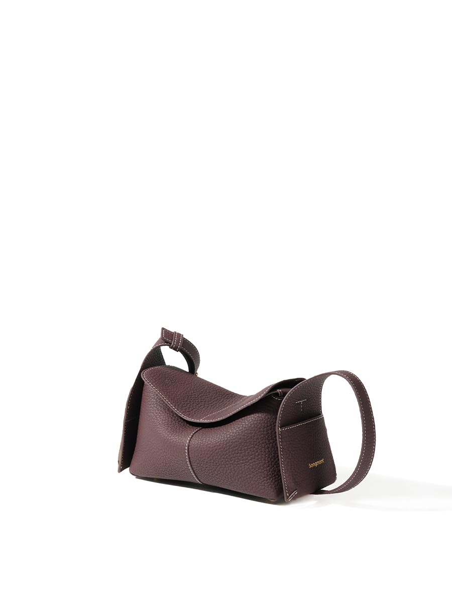 

Drippy Roof Mini Shoulder Bag Crossbody Luxury Leather Light Bag Small Cute Lightweight Shoulder Bag Brand Commuting Mini 3way [Songmont] Women s бордовий
