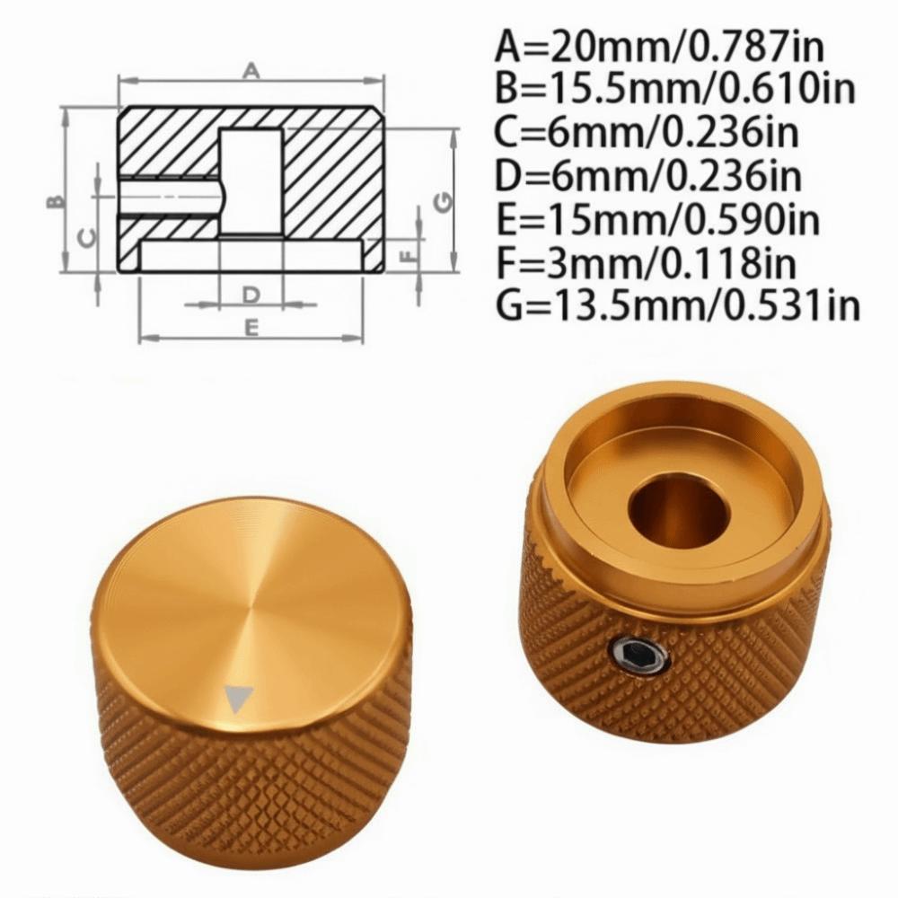 Portable 20 x 15.5mm Rotary Encoder Knob Solid Aluminum Alloy Volume Control Knob Potentiometer Knob