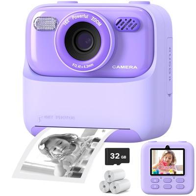 Câmera digital infantil 1080P Vídeo Câmera térmica de impressão instantânea com 32G para meninas e meninos de 3 a 12 anos Melhores presentes de aniversário de Natal