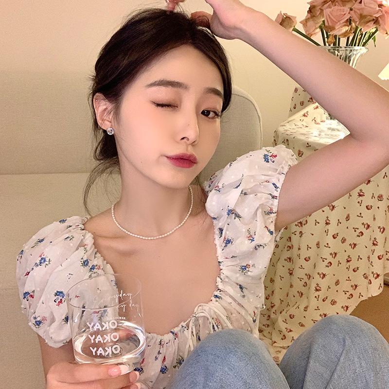 Cercei cu ac de argint 925 retro cu strasuri albastre pentru femei - Stil elegant coreean, cercei tip stud lux ușor