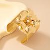 DIEZI Exaggeration Punk Flower Wide Cuff Bangles Bracelets For Women Men Vintage Gold Silver Metal Color Bracelets Gift Jewelry