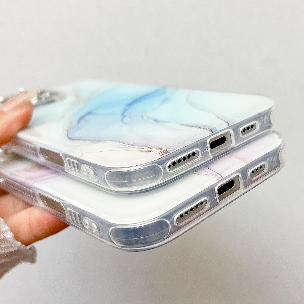 Electroplating Fine Hole Marble Pattern Suitable for IPhone16promax Mobile Phone Case IMD Apple 15 Anti Fall Protection Case