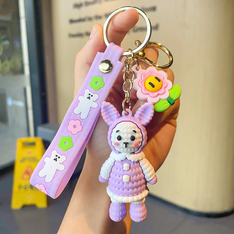 Colorful Knitted Rabbit Keyring Charming Silicone Gift For Parties And Celebrations