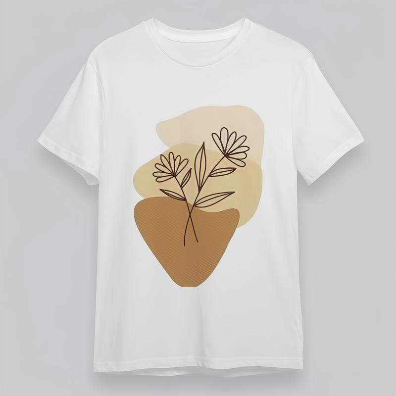 

Women s Plus Size Breathable Classic T-Shirt Flower Stem Geometric Graphic Tee 3XL