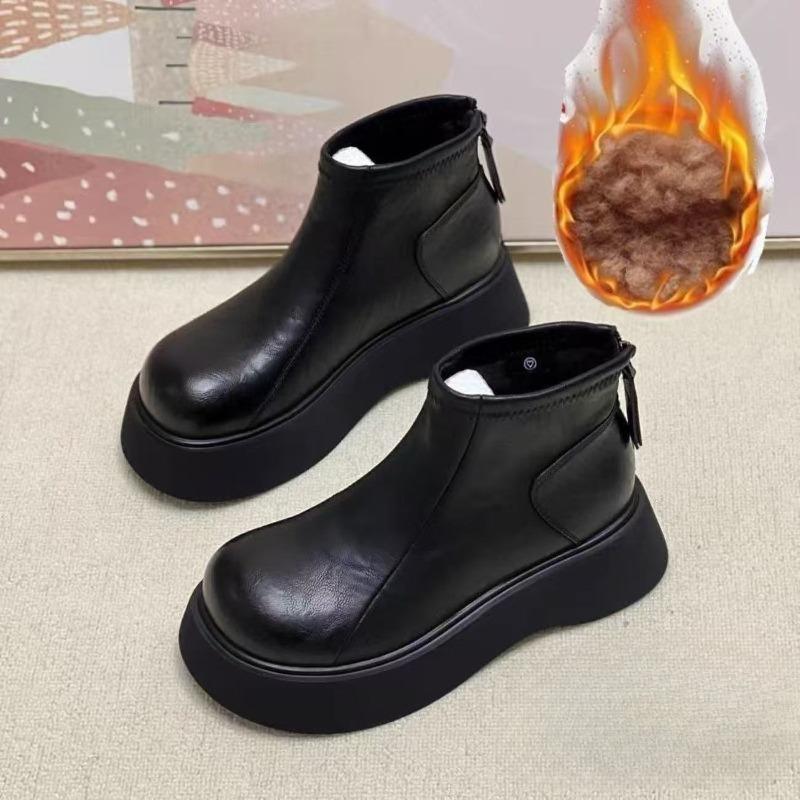 Plateau-Stiefel, Absatz-erhöhend, Vielseitige Kurzstiefel, Damenschuhe, Neue Baumwollstiefel, Baumwollschuhe