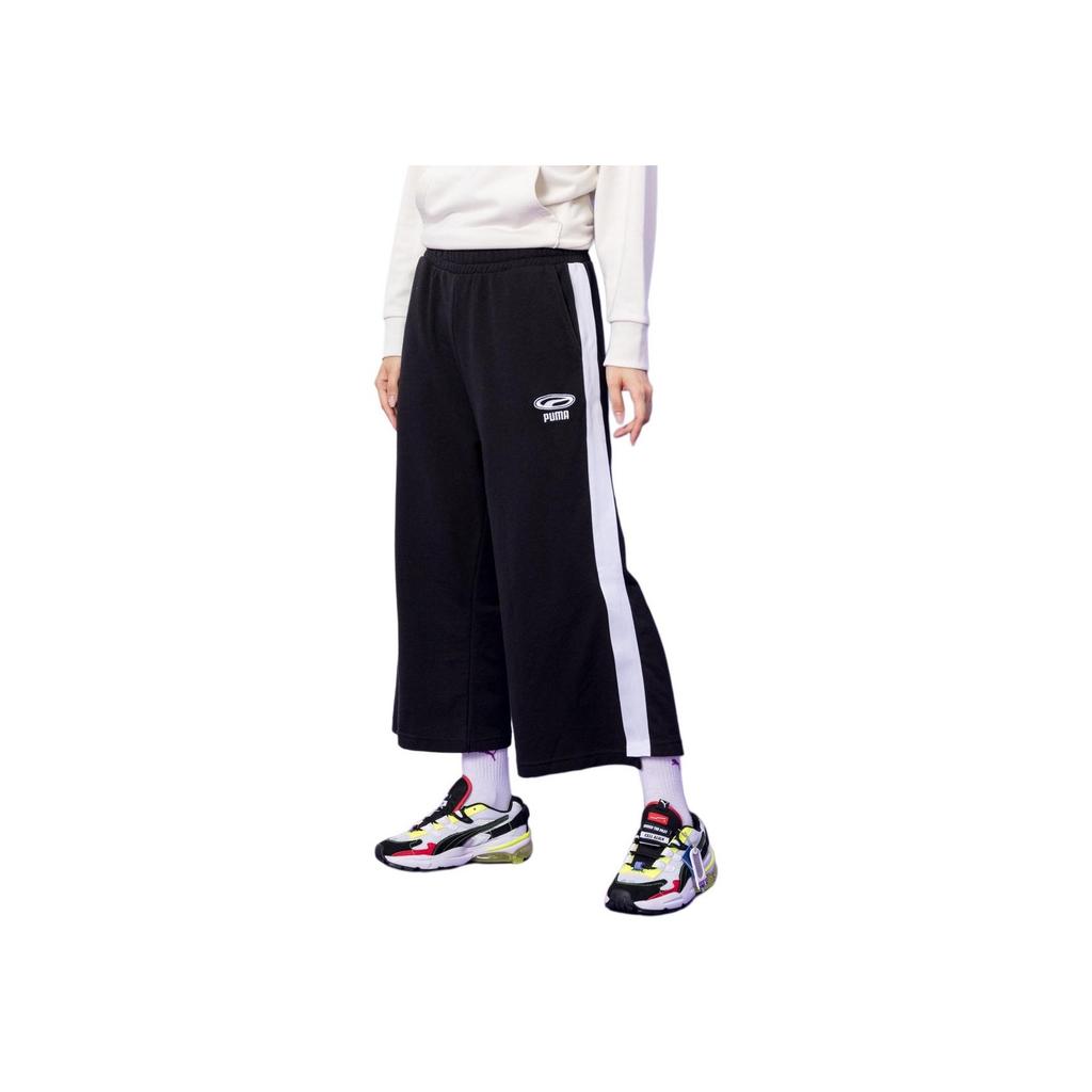 Puma Loose Breathable Wide Leg Cropped Casual Pants Women bottoms Black 845066-01