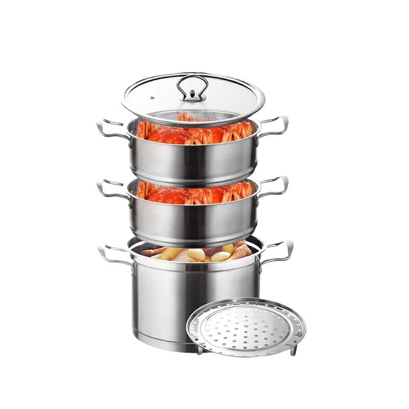 SuLe 304 Stainless Steel Thickened Soup Pot with Steamers