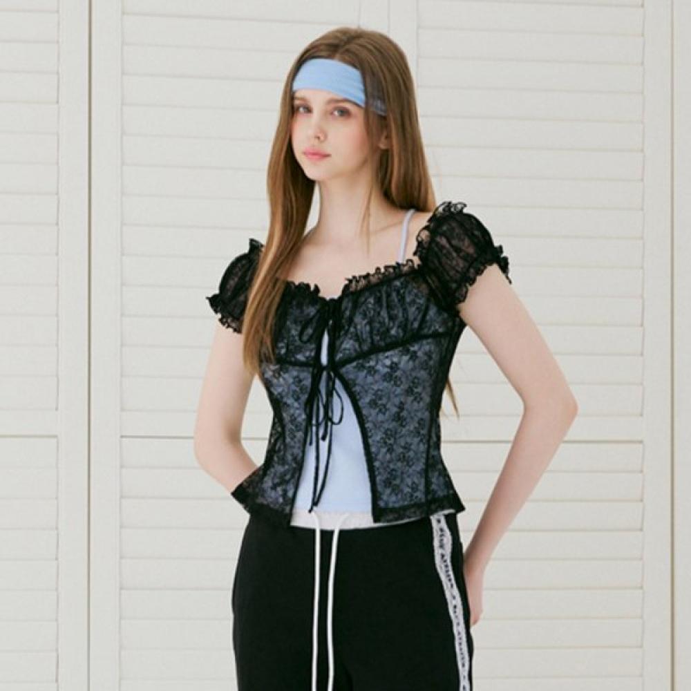 Egoist Lace See Through Frill Short Sleeve Top Es2oth19