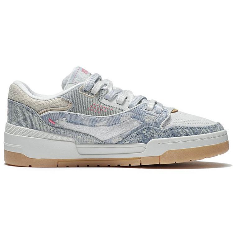 Li Ning 001 BTC Earning Money Every Day Slip Resistant Abrasion Resistant Low top Skateboard Shoes Women's Milk Blue AGCS022-1