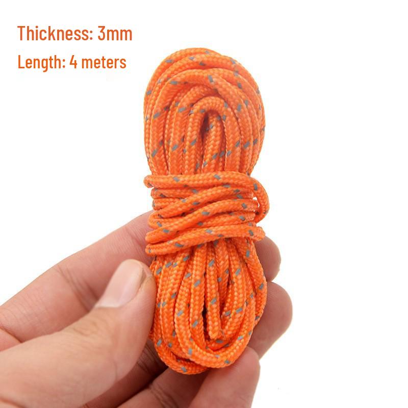 

Outdoor Camping Windproof Reflective Tent Rope, 3mm Thick, 4m Long, with Tarp Ground Stake Fixing.