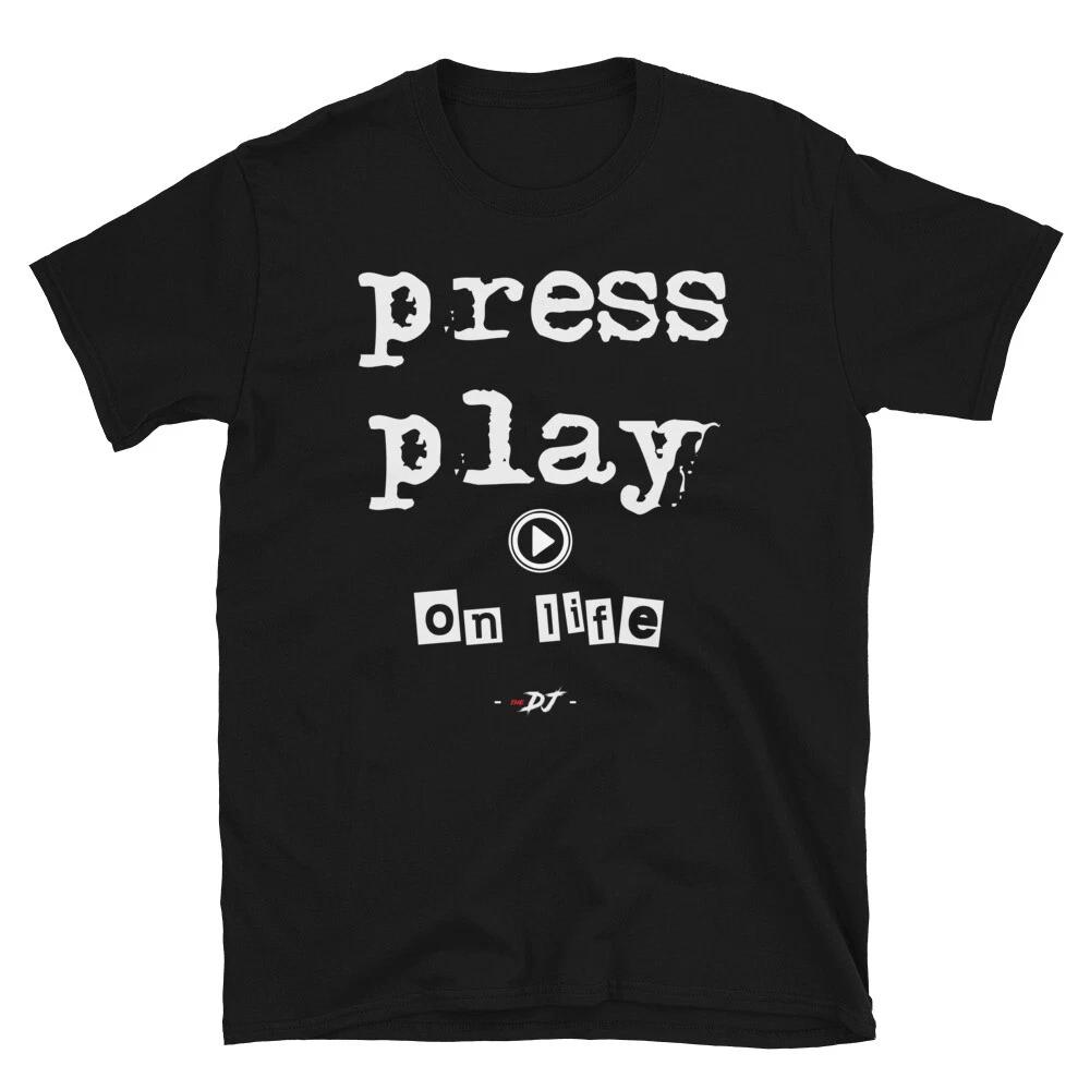 

Short-Sleeve Unisex Press Play on Life 100% Cotton T-shirt Mens Tees Top S