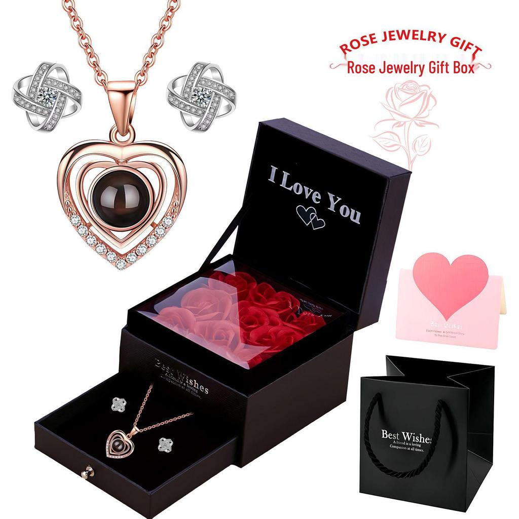 Naszyjnik Projekcyjny Ozon Podwójne Serce: Elegancki Wisiorek z napisem 'Kocham Cię' w 100 Językach