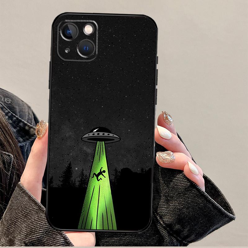 Cartoon Weltraum-Alien UFO Handyhülle für iPhone 17 Pro Max 14 11 15 16 Pro Max 13 12 mini 16 Plus 16e 17 Air Cover