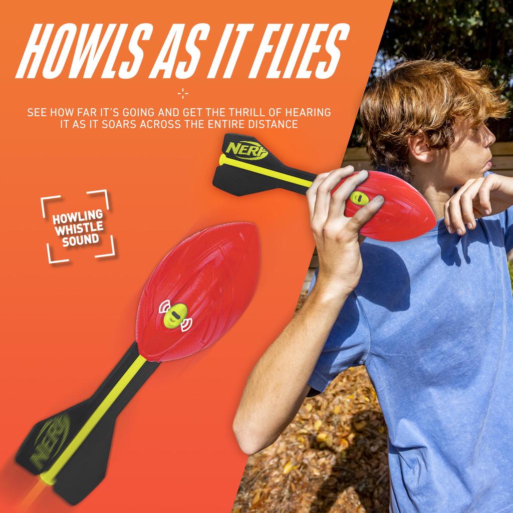 NERF Vortex Aero Howler Foam Ball – Classic Long-Distance Football – Flight-Optimizing Tail – Hand Grip – Indoor and Outdoor Fun