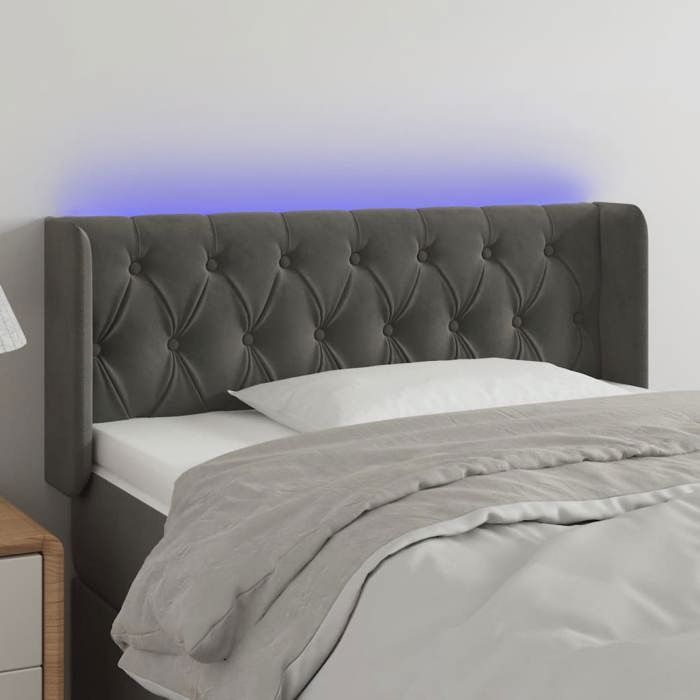 VidaXL LED Headboard Bedroom Furniture Single Bed Accessory Headboard Bed Frame Interior Dark Grey 3123609