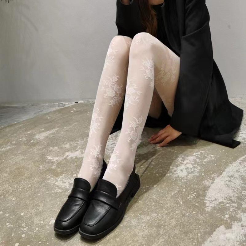 

Черные Розы Цветочные Ретро Колготки Женские Сексуальные Очаровательные Длинные Чулки Женские Белые Колготки Офисные Женские Элегантные Леггинсы Чулки One Size белый