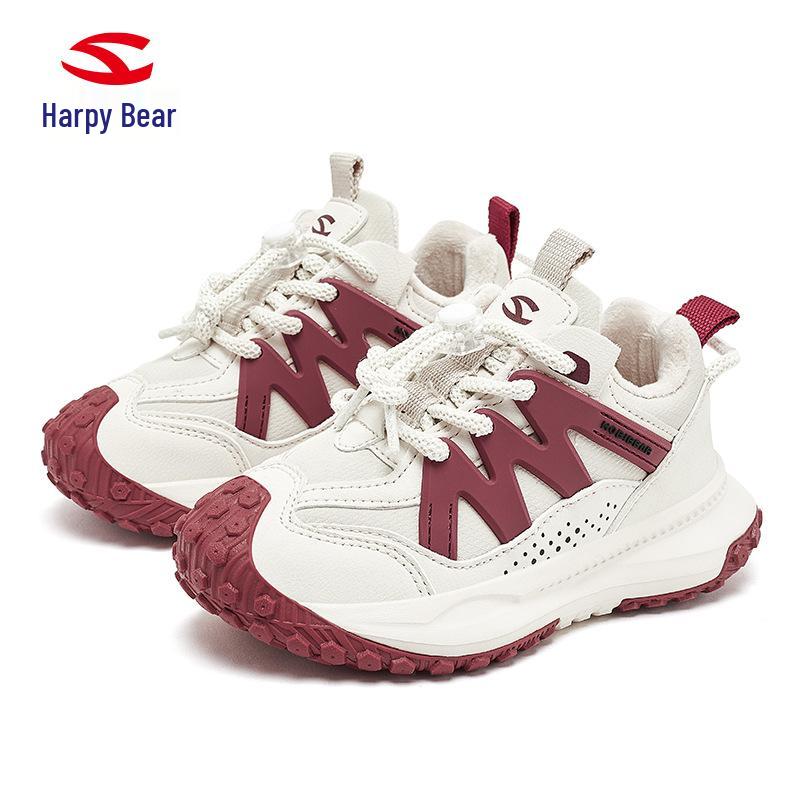 Habi Bear Boys' and Girls' Double Cotton Sneakers with Velvet Lining and Durian Sole for Winter