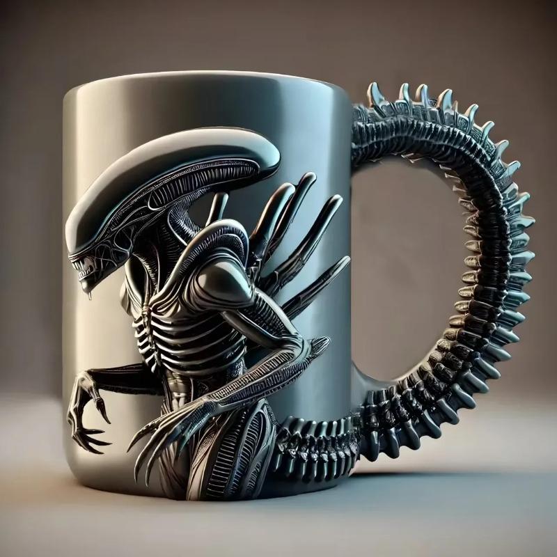Nuova 1 Pz Nuova Tazza Xenomorfo 3D Piatta Trasferimento Termico Tazza da Caffè Alieno per Casa e Ufficio
