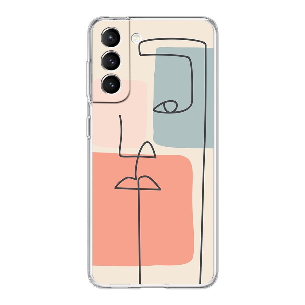 

Couples Flower One Line Wall Art Phone Case For Samsung S22 5G S20 Ultra S21 FE 5G S10E S9 S8 S10 Plus Note 20 10 Clear Cover Samsung S8