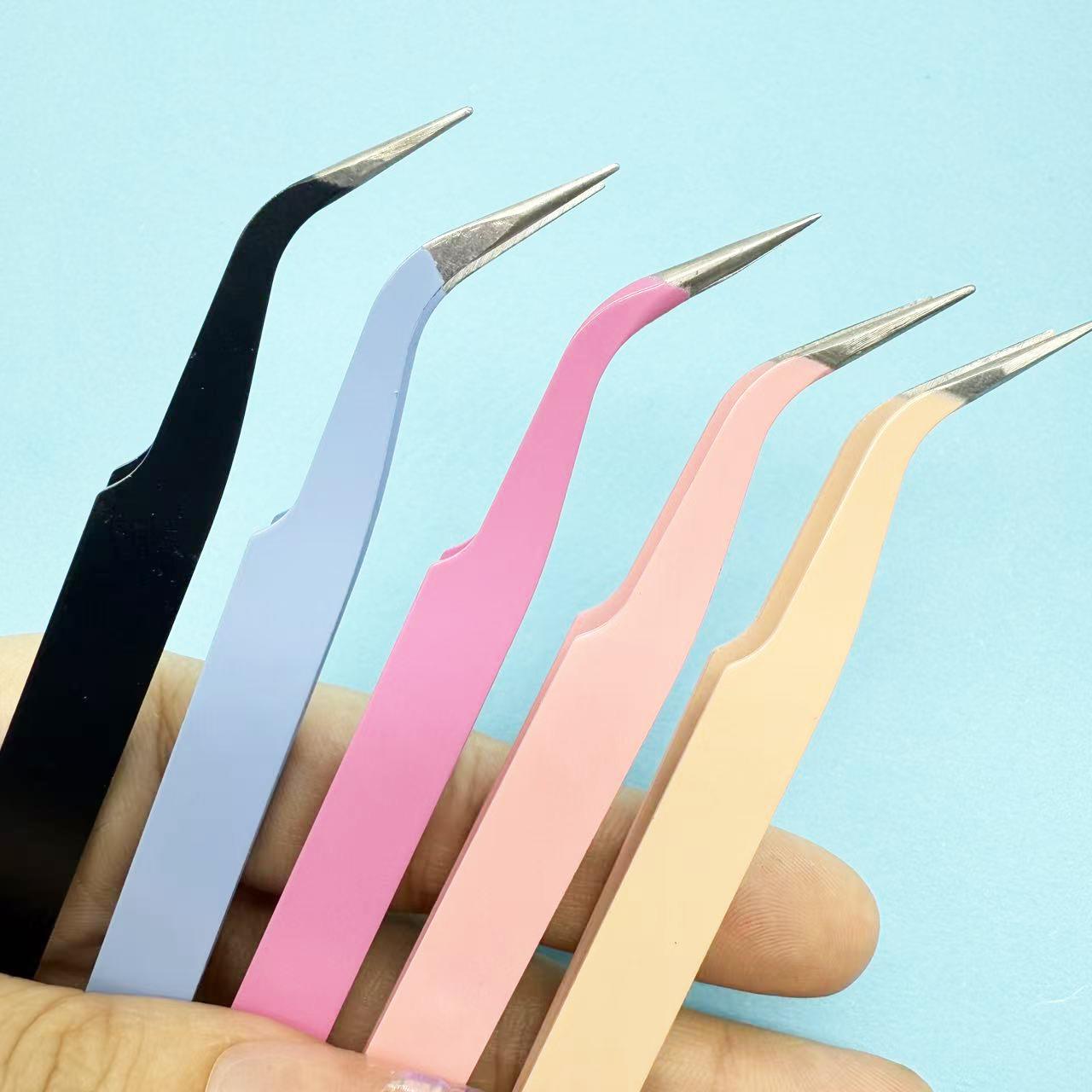 Wholesale High Quality Hot Sale Custom Stainless Steel Eyelash Aid Makeup Eyelash Extension Tweezer Professional Beauty Tweezer Pointed чёрный