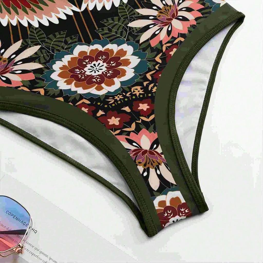 2024 European & American Retro Print Swimsuit & Beach Dress Set for Women