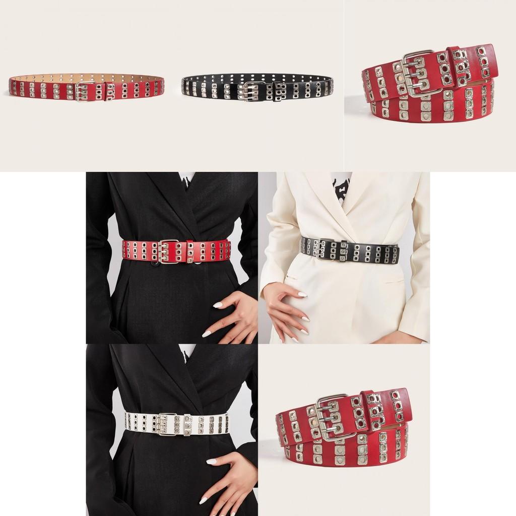 Style Double Row Metal Belt For Denim Pants With Round Loop Design For Fashion Enthusiasts