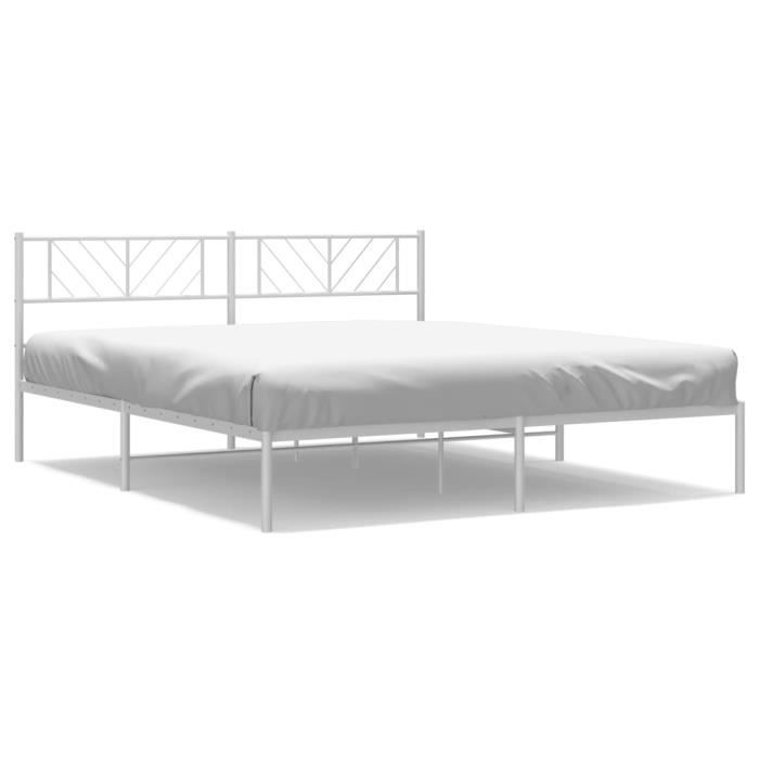 VidaXL Metal Bed Frame with White Headboard 193x203 Cm 372234