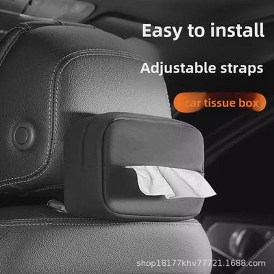 Multifunctional Suede Hanging Car Tissue Box