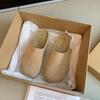 Leather thick-bottomed Boken bag head half slippers women's outer wear half tray 2025 autumn pregnant women non-slip retro ugly Boken tide