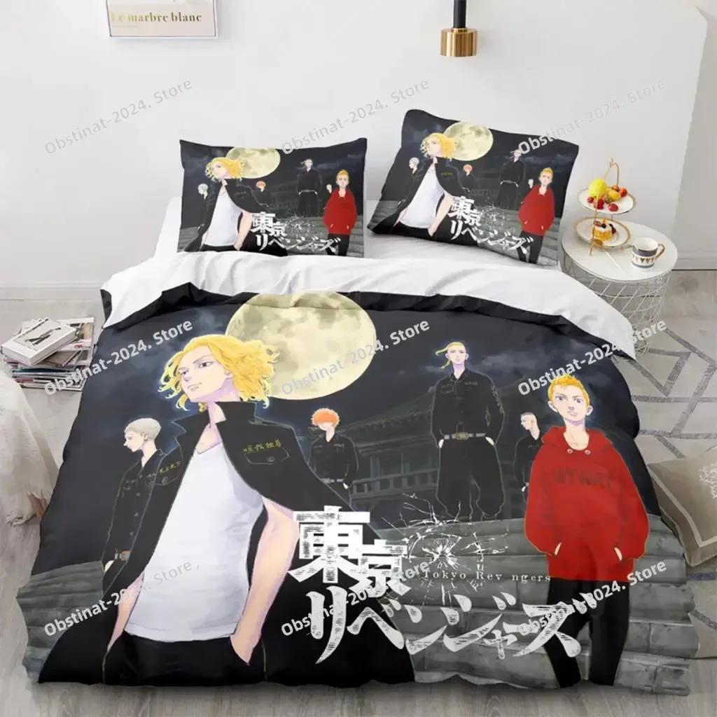 Anime Tokyo Revengers Ryuguuji Ken Sano Manjiro Set Biancheria da Letto Stampa Con Federa Copripiumino Singolo Matrimoniale Queen King Size