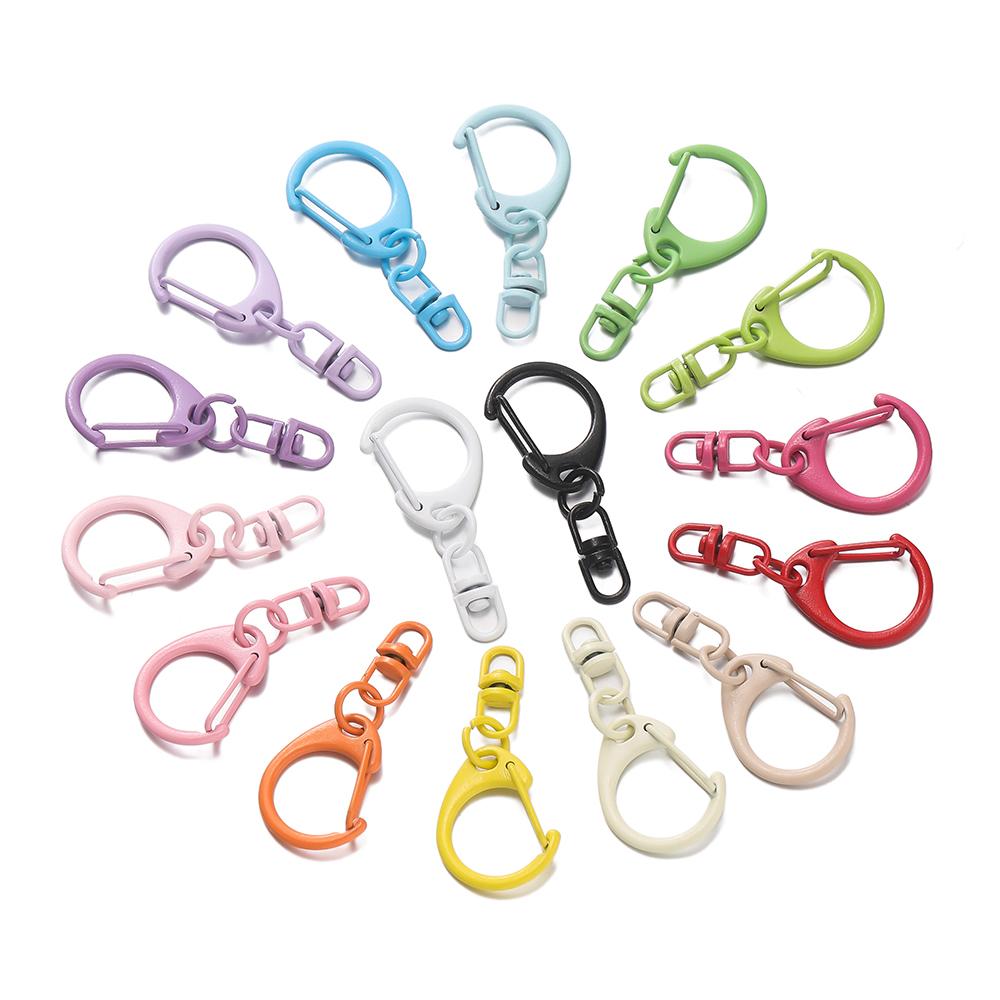 5pcs Alloy Colorful D-shaped Hooks With Rotatable Eight-character Buckle for DIY Keychains Crafts Bag Charms Key Ring Findings
