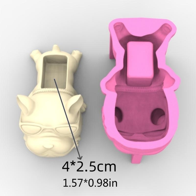 Easy Demold Silicone Mould Hand-Making Succulent Planter Moulds Bulldog Shape Suitable for Vases Concrete Pen Holder
