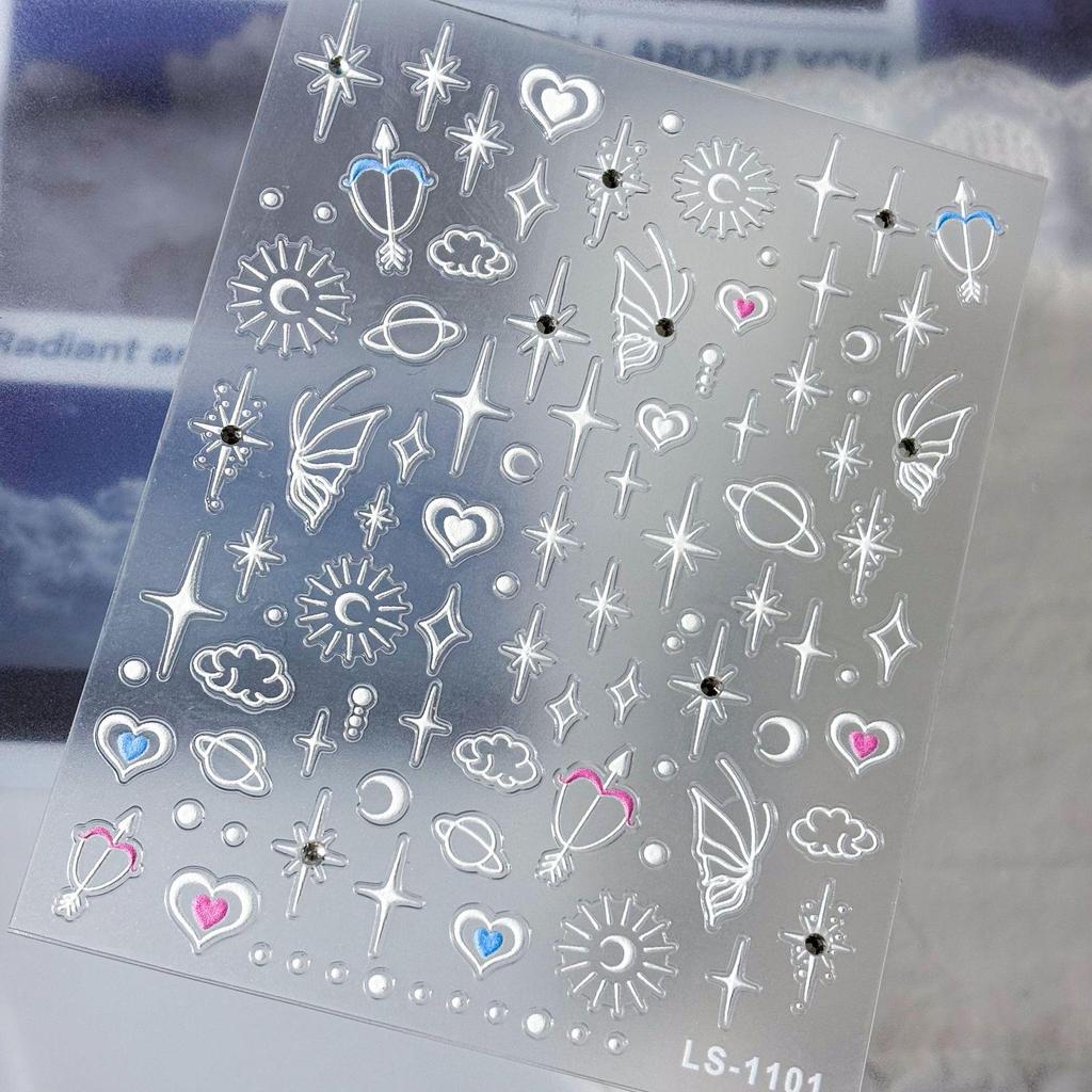 3D Crystal Butterfly & Floral Nail Stickers - Baroque Retro Style