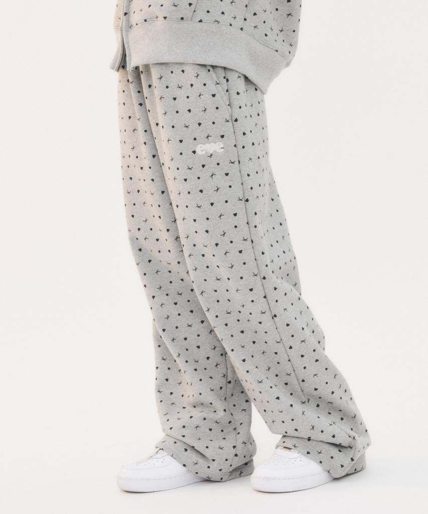 AMBLER Ribbon And Bear Dot Embroidered String Wide Sweatpants Ap905 (Melange)