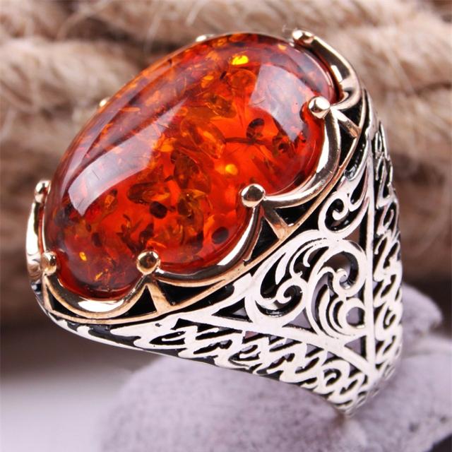 Mens 2023 Red Emerald Inlaid Ring Turkey Retro Domineering Personality Ring To Attend The Banquet Highquality Jewelry