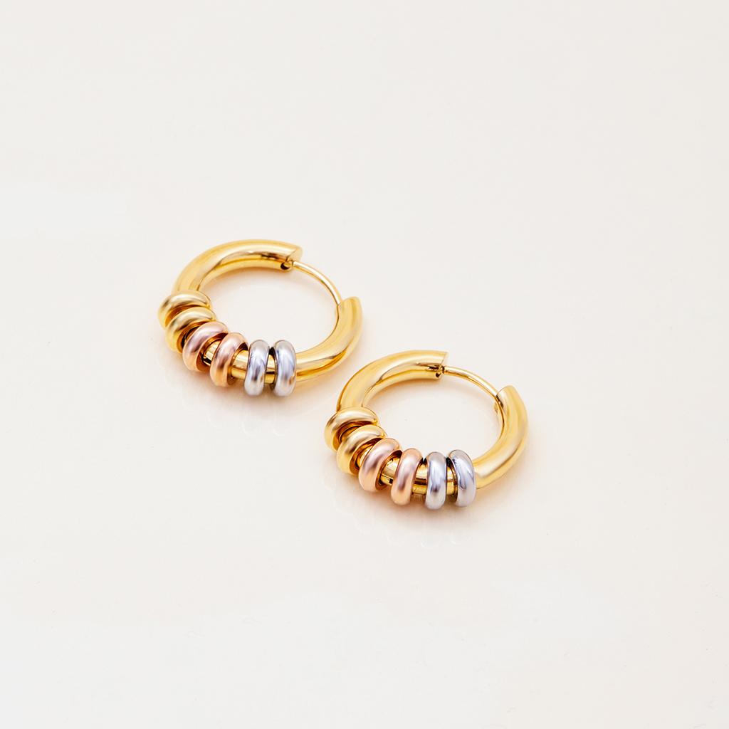 Youthway Minimalist Gold Color Plated Stainless Steel Earrings Colorblocked Round Earrings Everyday Commuter Accessories
