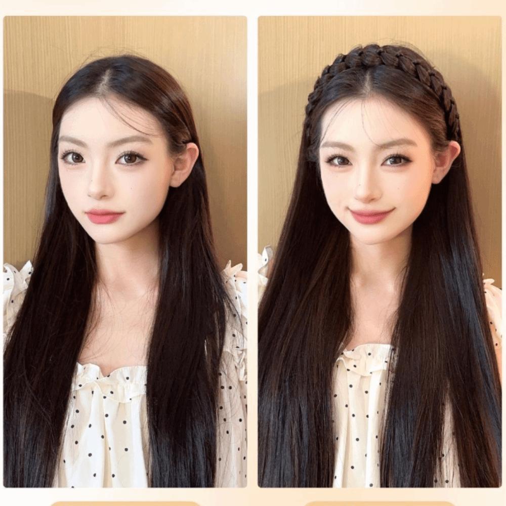 Synthetisches geflochtenes Stirnband-Perücke Verstellbarer Retro-Kopfreif Fischgrätenzöpfe Haarbänder Tägliches Tragen