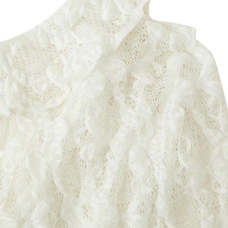 Kaslead New Arrival Women's Clothing Fashion Style Fashion Minimalist Silm Lace Laminated Decoration Tops 4813319